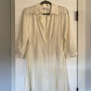 Zara Cream Button-Down Top